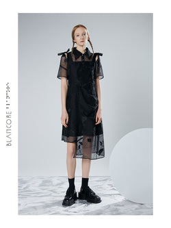 EMBROIDERY KNIT POLO DRESS