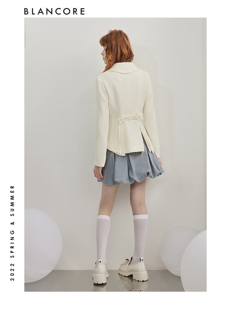 Asymmetrical Jacket With Flower Embellished Detail