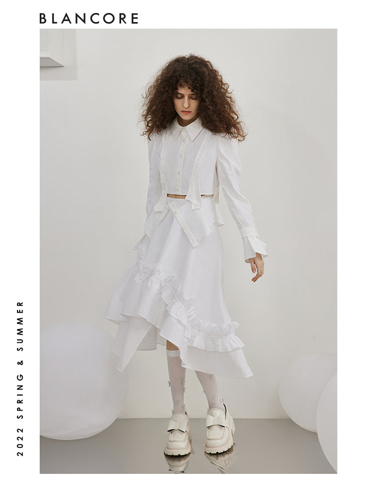 Detachable Cotton White Blouse