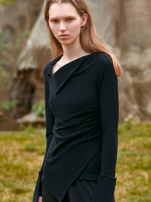 RUCHED TOP  (BLACK)