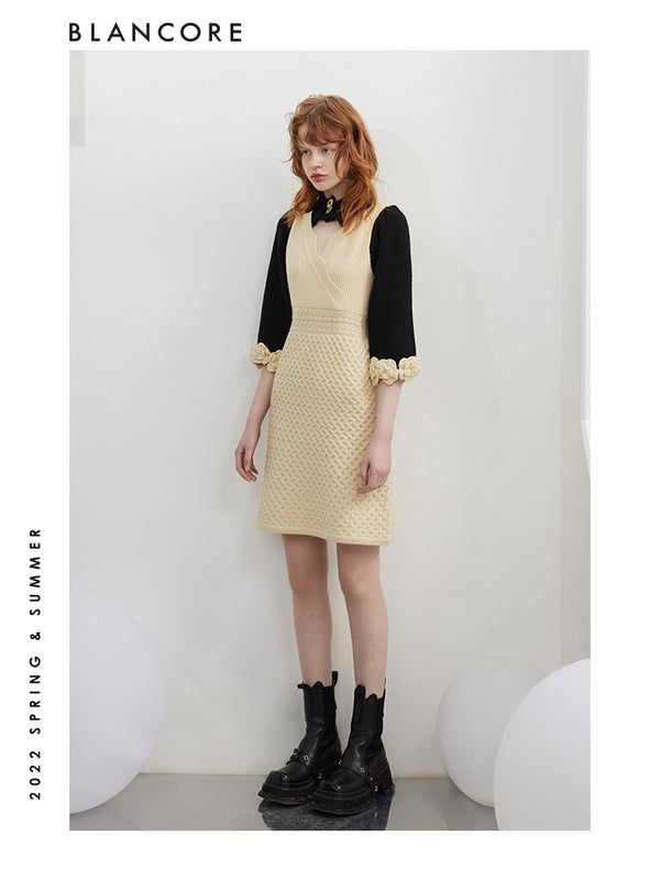 H-Shape Color Block Knit Dress