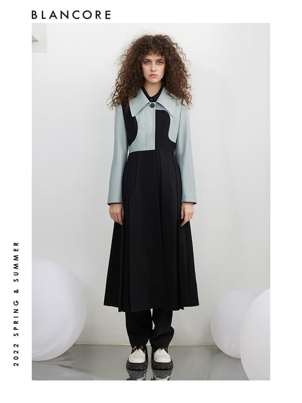 Deconstructed Color Block Trench Coat