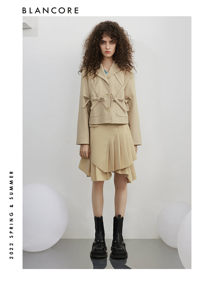 Hooded Jacket With Bow-Embellished Detail
