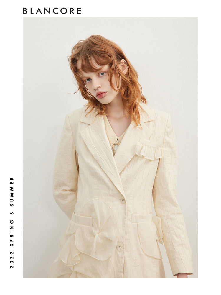 Embroidered Trench Coat With Patch Design
