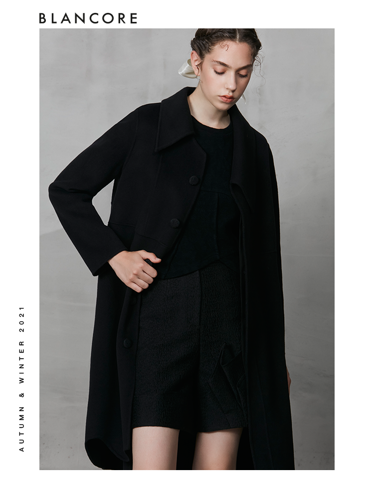 Deconstructed Wool Coat With Detachable Ruffle Vest