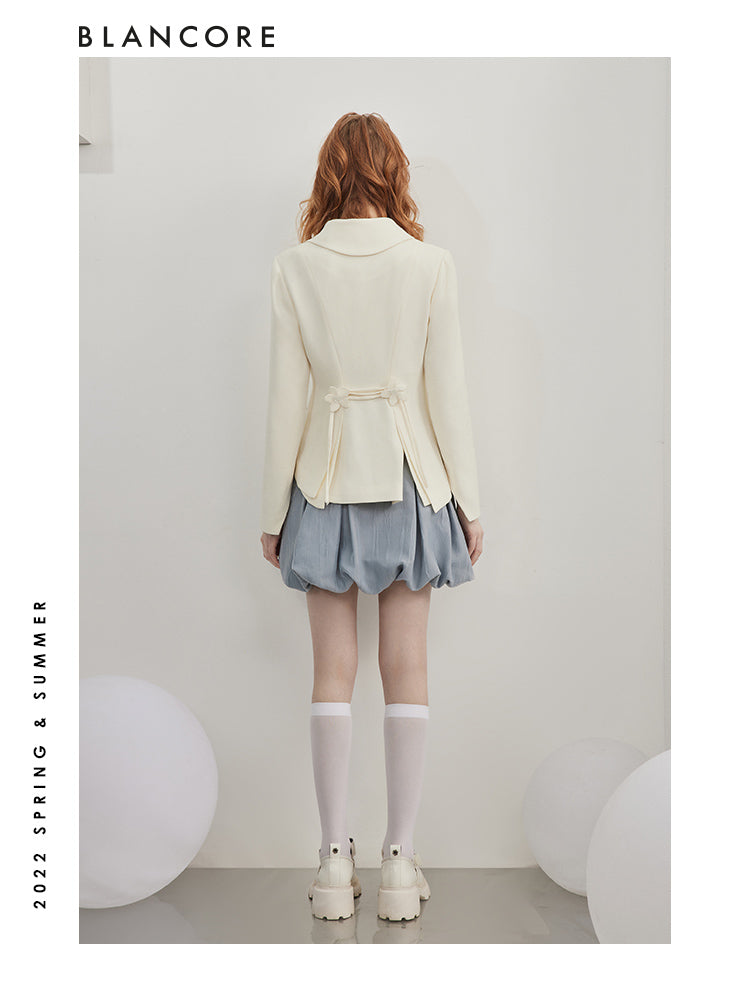Asymmetrical Jacket With Flower Embellished Detail