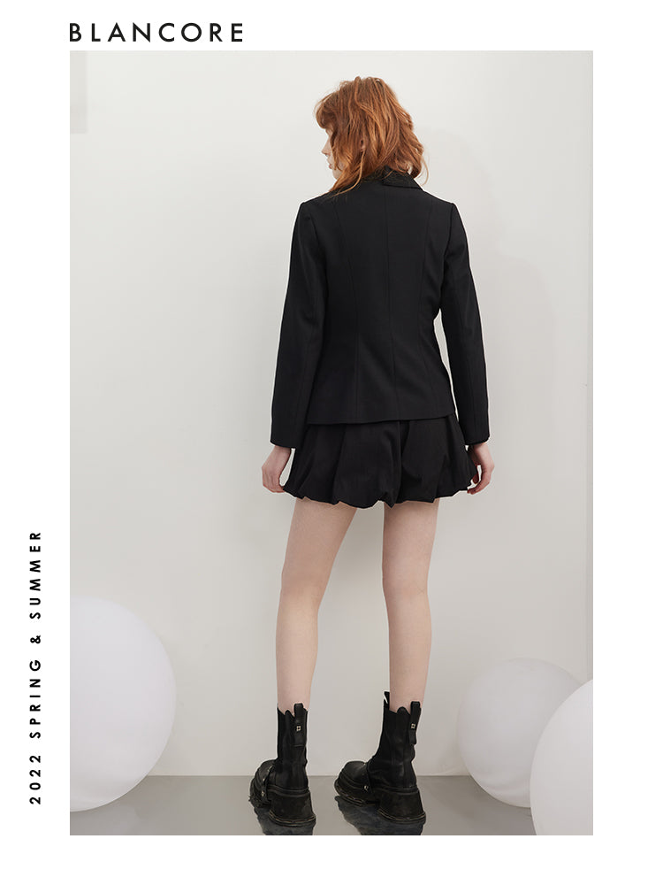 Asymmetrical Blazer With Ruffle