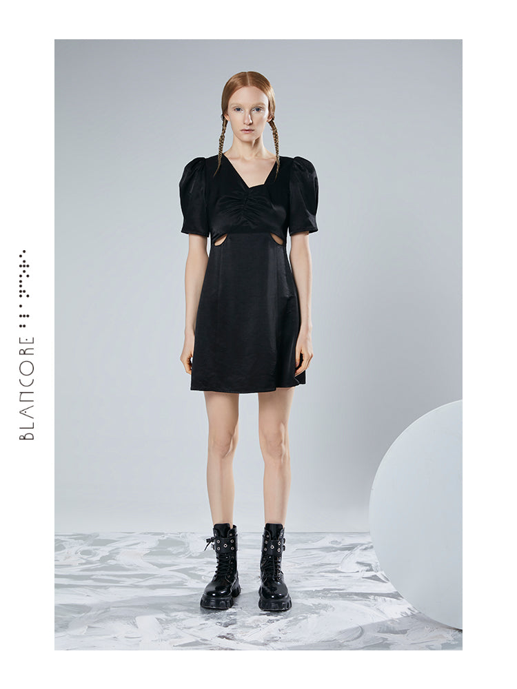 WAISTED HOLLOWED-OUT DRESS