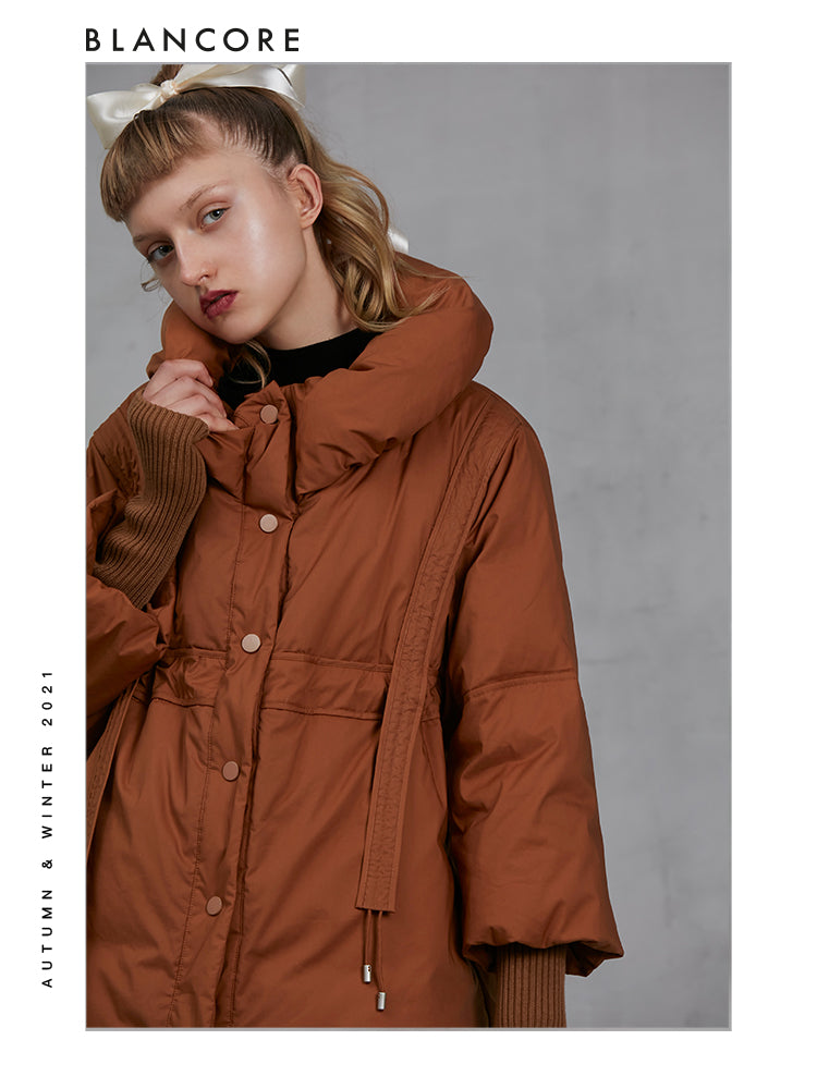 Cocoon Slim Waist Down Puffer With Bubble Collar