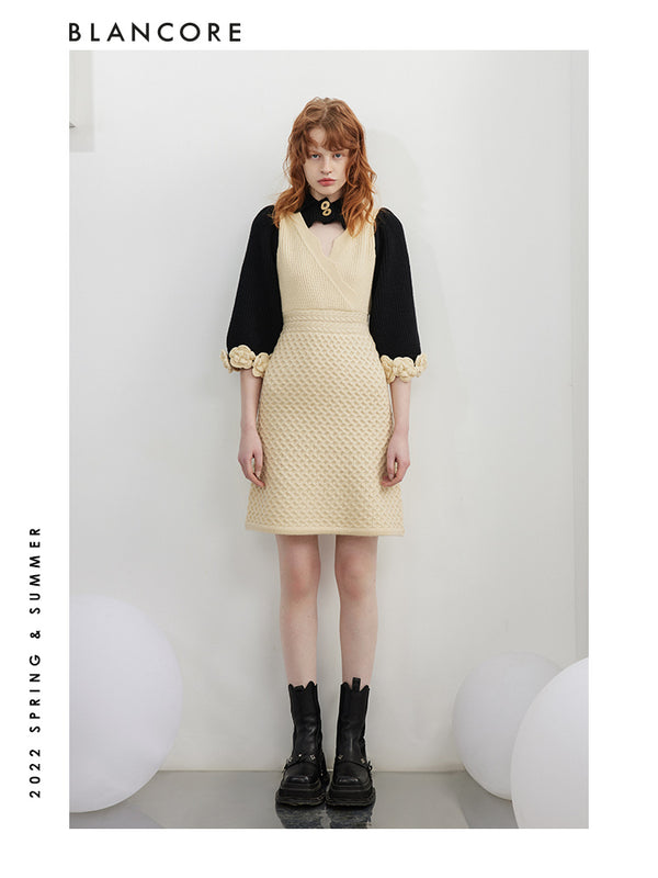 H-Shape Color Block Knit Dress