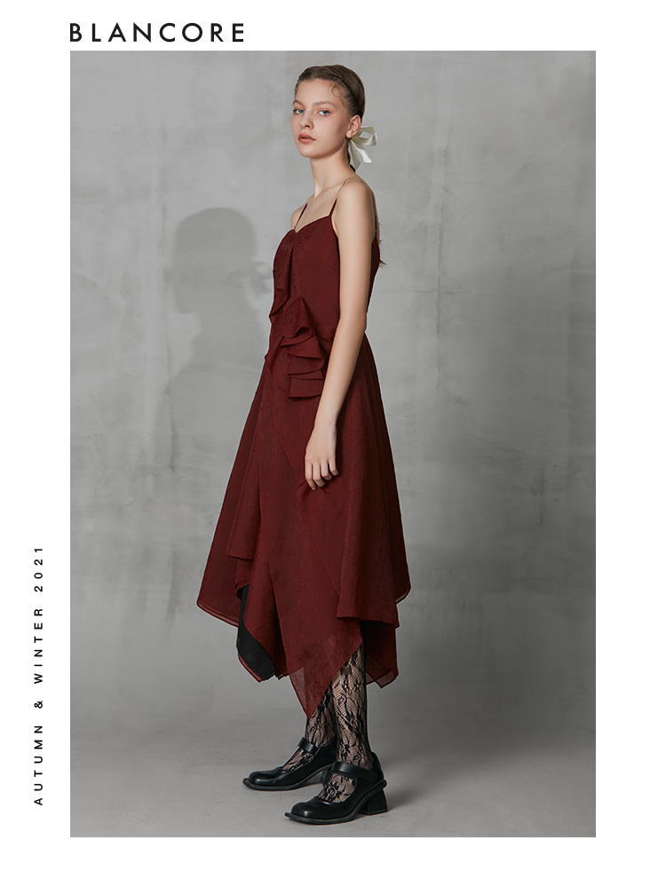 Asymmetrical Ruffle Cami Dress