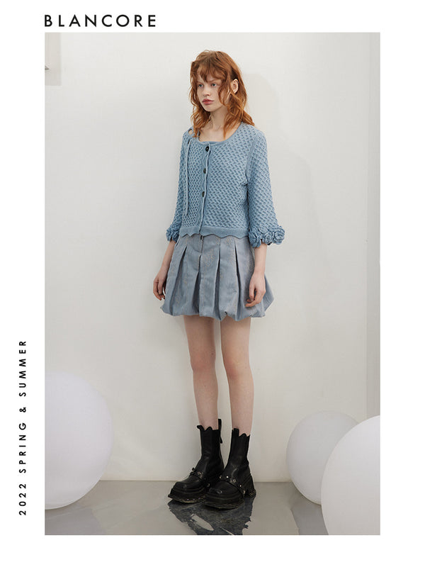 Two-Piece Square Neck Sweater With Cuff Detail