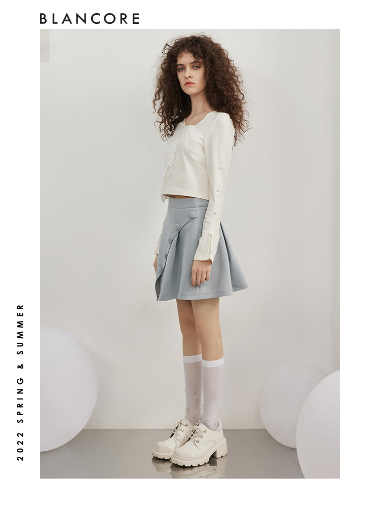 Asymmetrical Mesh Paneled Top