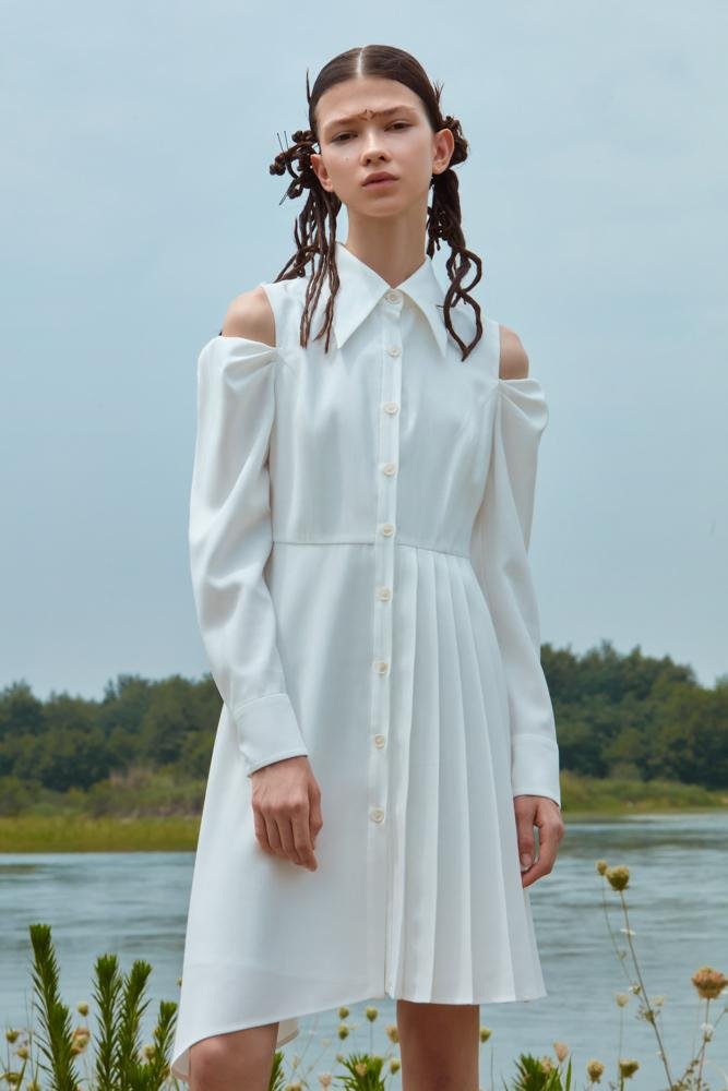 ASMMETRIC SHIRT DRESS - BLANCORE
