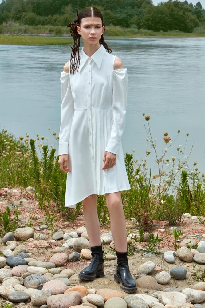 ASMMETRIC SHIRT DRESS - BLANCORE