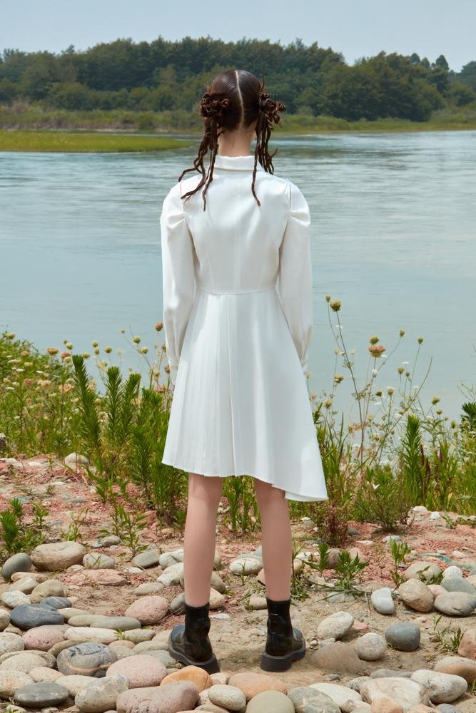ASMMETRIC SHIRT DRESS - BLANCORE