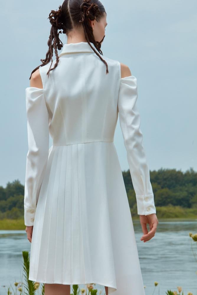 ASMMETRIC SHIRT DRESS - BLANCORE