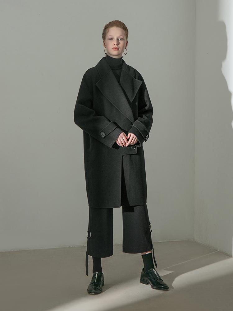 Assymetric Wool Coat - BLANCORE