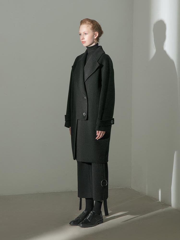Assymetric Wool Coat - BLANCORE