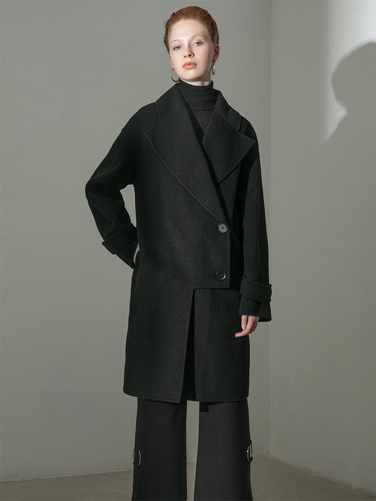 Assymetric Wool Coat - BLANCORE