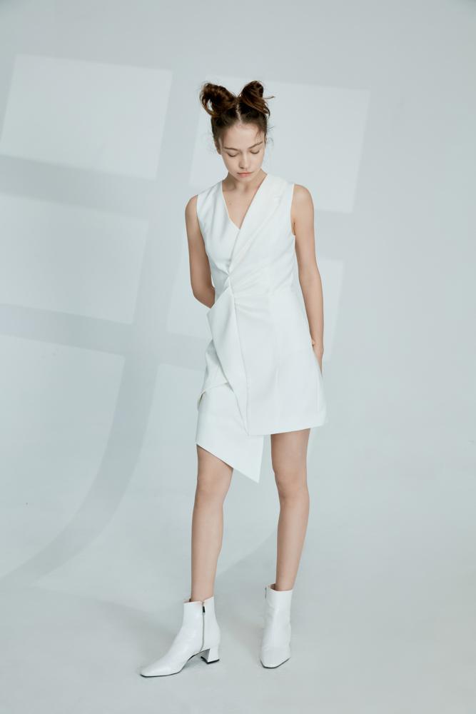 Asymmetric Blazer Ruching Dress - BLANCORE