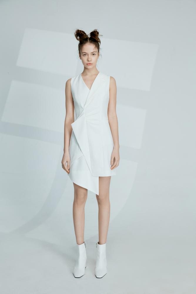 Asymmetric Blazer Ruching Dress - BLANCORE