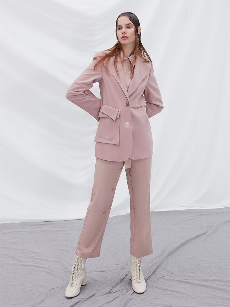 Asymmetric Blazer with Detachable Hem - BLANCORE