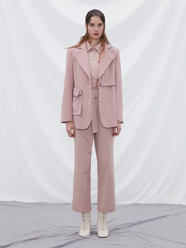 Asymmetric Blazer with Detachable Hem - BLANCORE