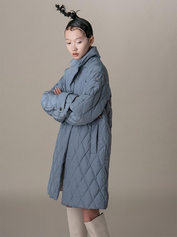 Asymmetric Lapel Puffer Jacket - BLANCORE
