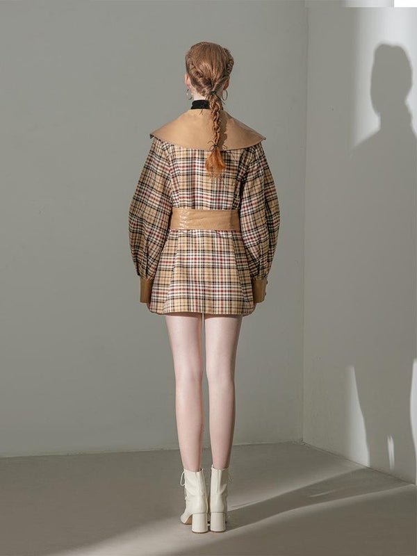 Asymmetric Leather Panel Trench Coat - BLANCORE