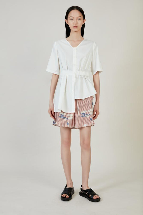 Asymmetric Ruching Shirt - BLANCORE