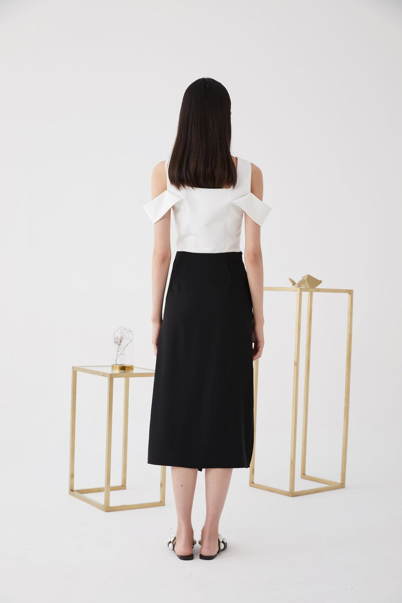 Asymmetric Ruching Skirt - BLANCORE