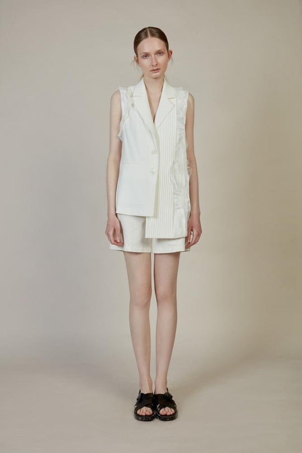 Asymmetric Ruffle Vest - BLANCORE