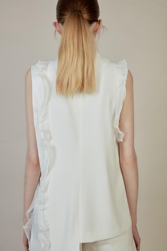 Asymmetric Ruffle Vest - BLANCORE