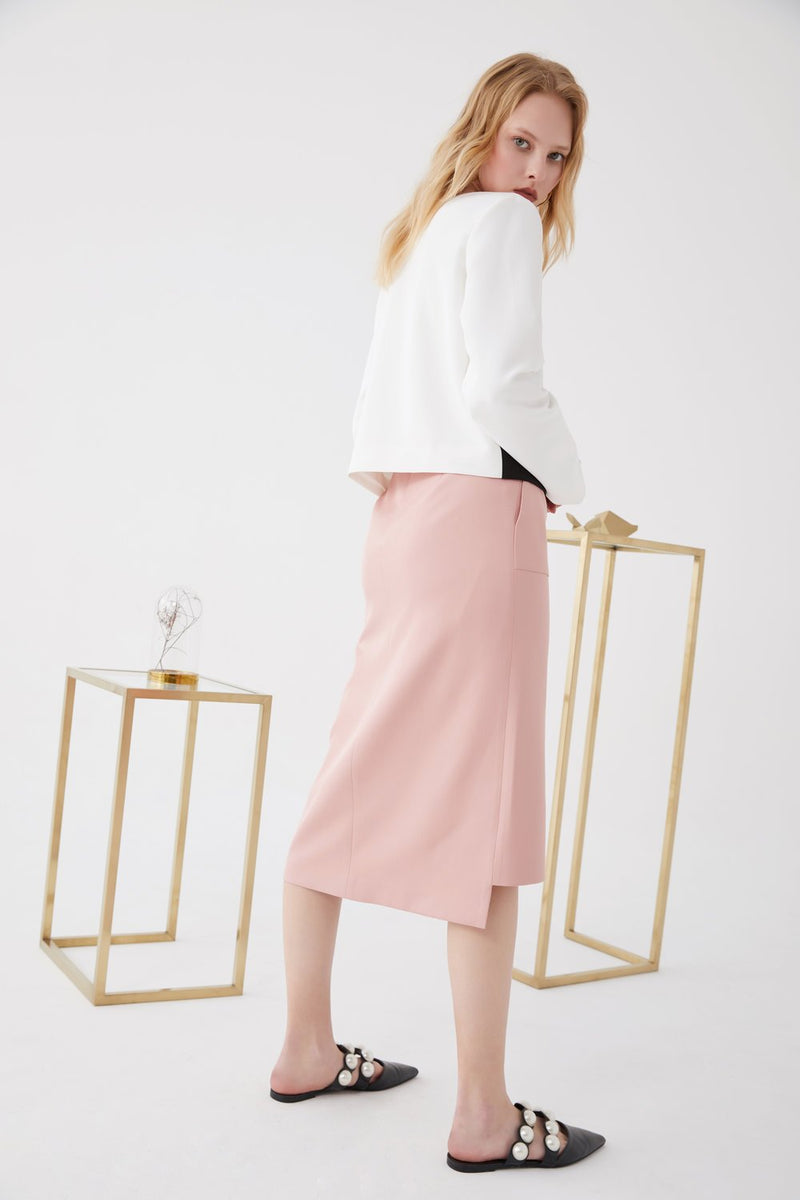 Asymmetric Split Skirt - BLANCORE