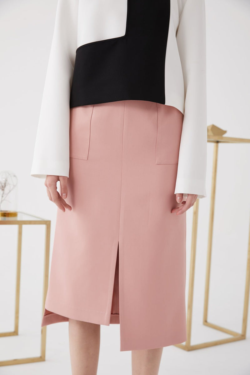 Asymmetric Split Skirt - BLANCORE