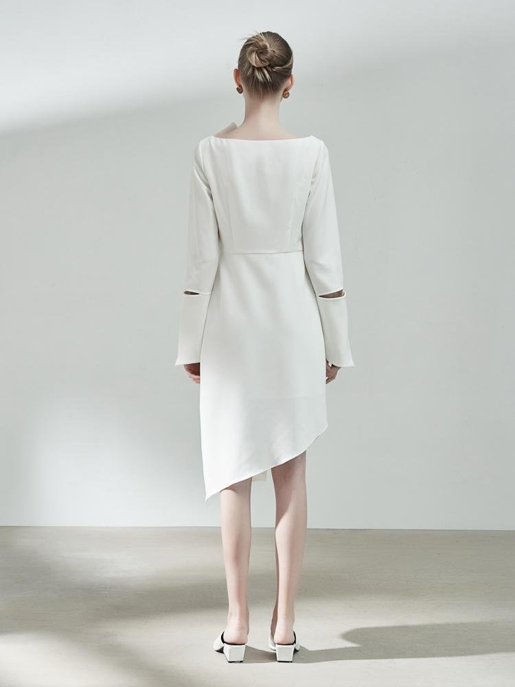Asymmetrical 3-D Fold Dress - BLANCORE