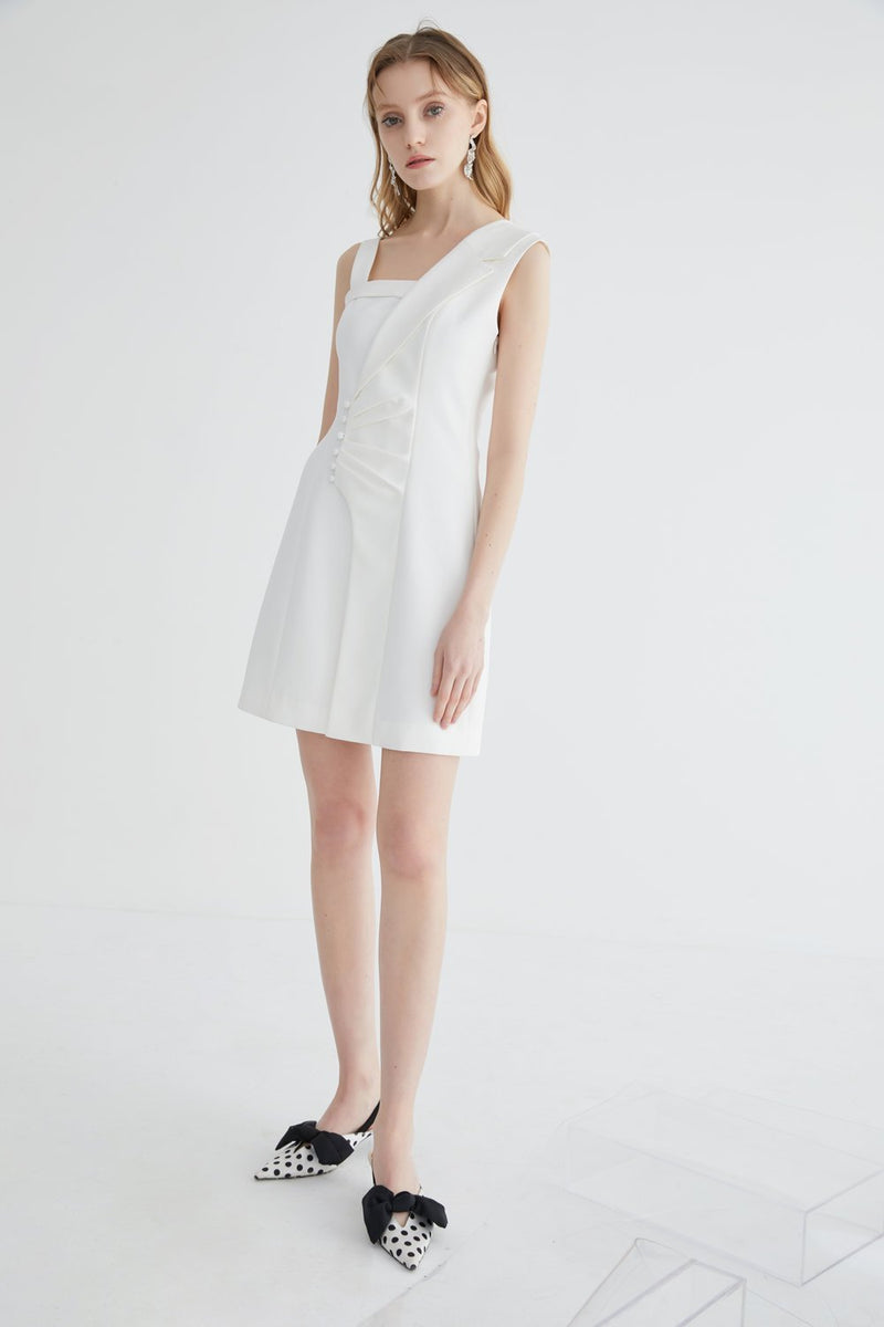 Asymmetrical Blazer Ruching Dress - BLANCORE