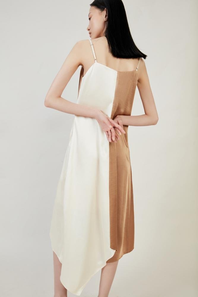 Asymmetrical Color Block Dress - BLANCORE