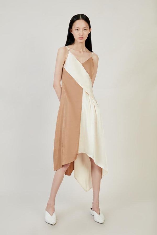 Asymmetrical Color Block Dress - BLANCORE