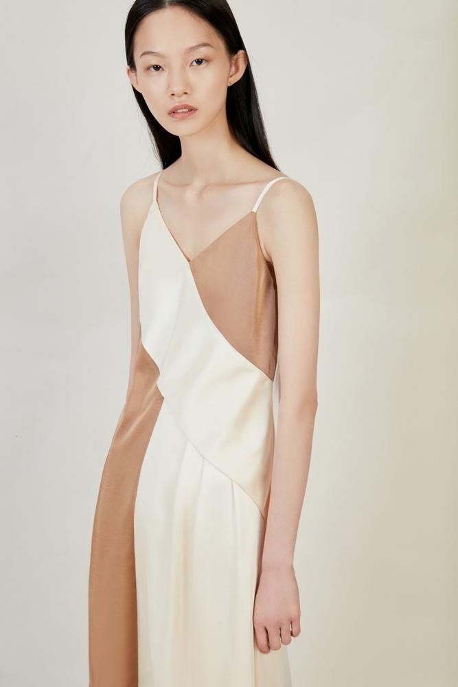 Asymmetrical Color Block Dress - BLANCORE
