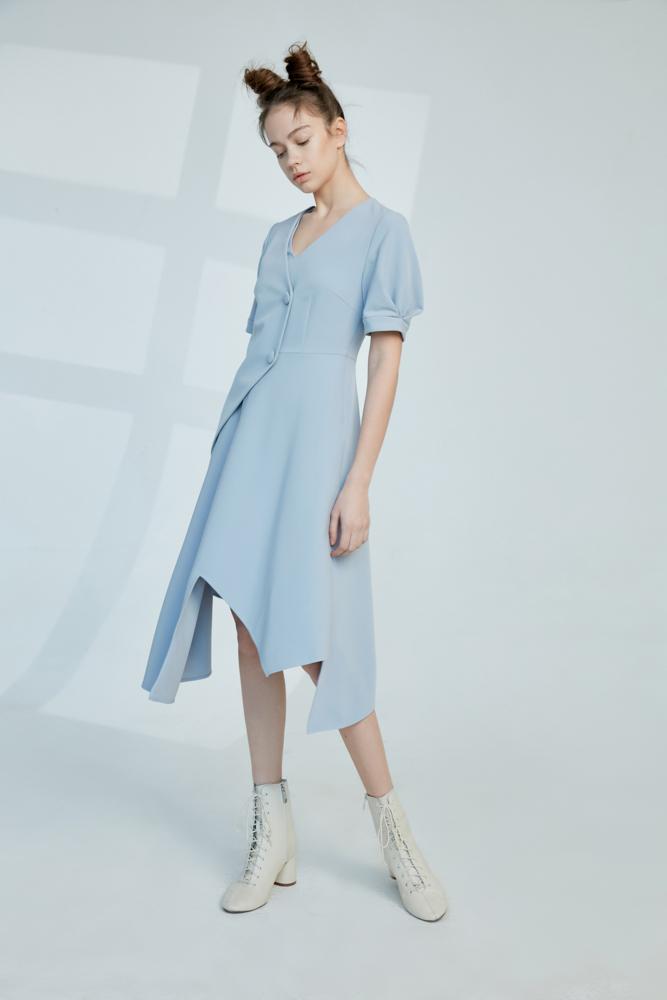 Asymmetrical Hem Dress - BLANCORE