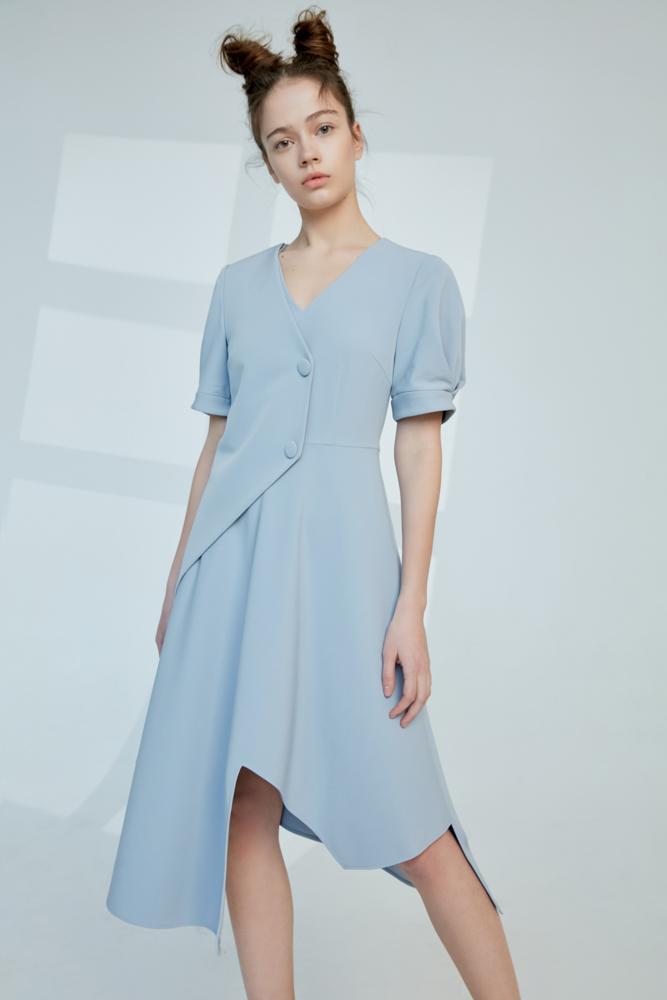 Asymmetrical Hem Dress - BLANCORE