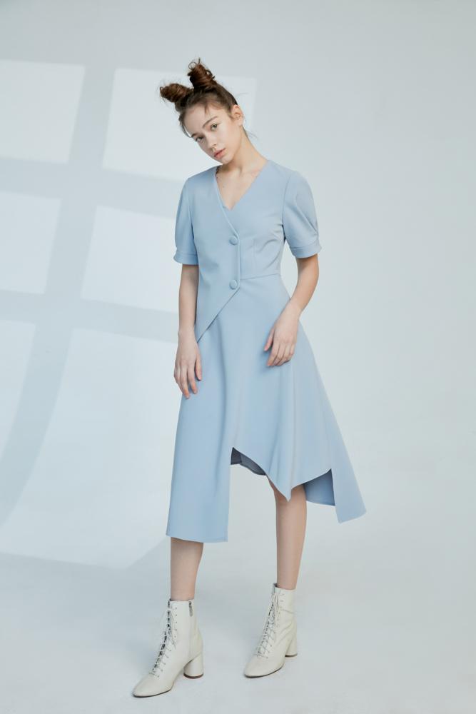 Asymmetrical Hem Dress - BLANCORE