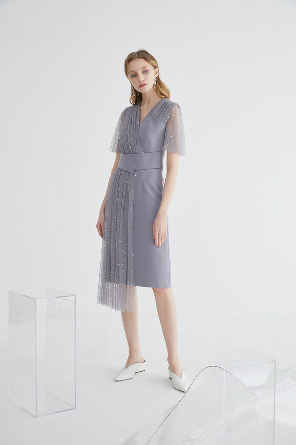 Asymmetrical Mesh Dress - BLANCORE