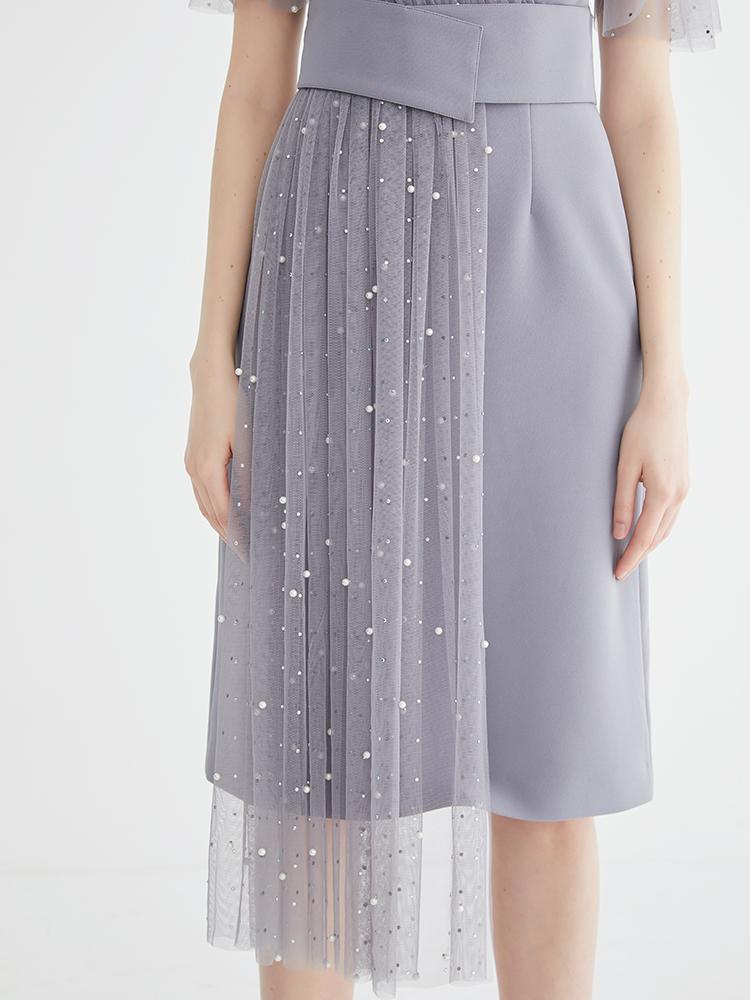 Asymmetrical Mesh Dress - BLANCORE