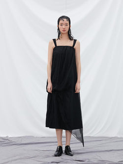 Asymmetrical Mesh Paneled Dress - BLANCORE