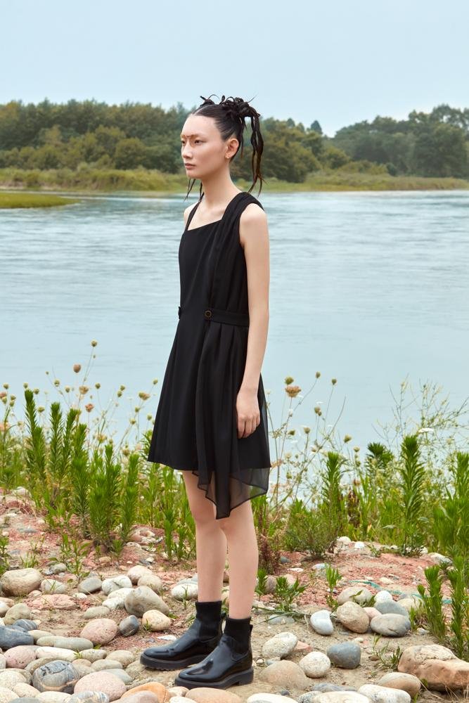 ASYMMETRICAL WAISTED DRESS - BLANCORE