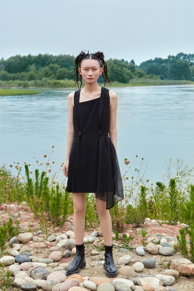 ASYMMETRICAL WAISTED DRESS - BLANCORE