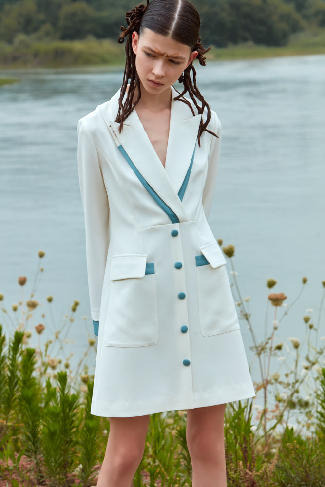 COLOR BLOCK BLAZER STYLE DRESS